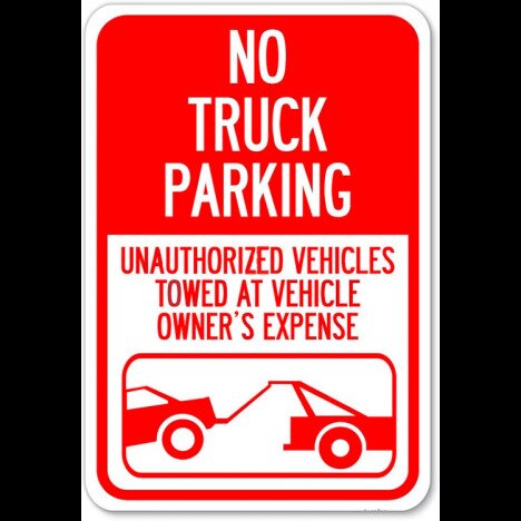 No truck parking sign