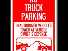 No truck parking sign